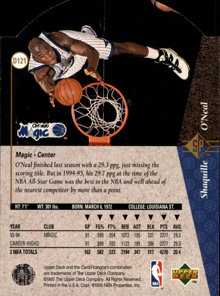 1994-95 SP Die Cuts #D121 Shaquille O'Neal back image