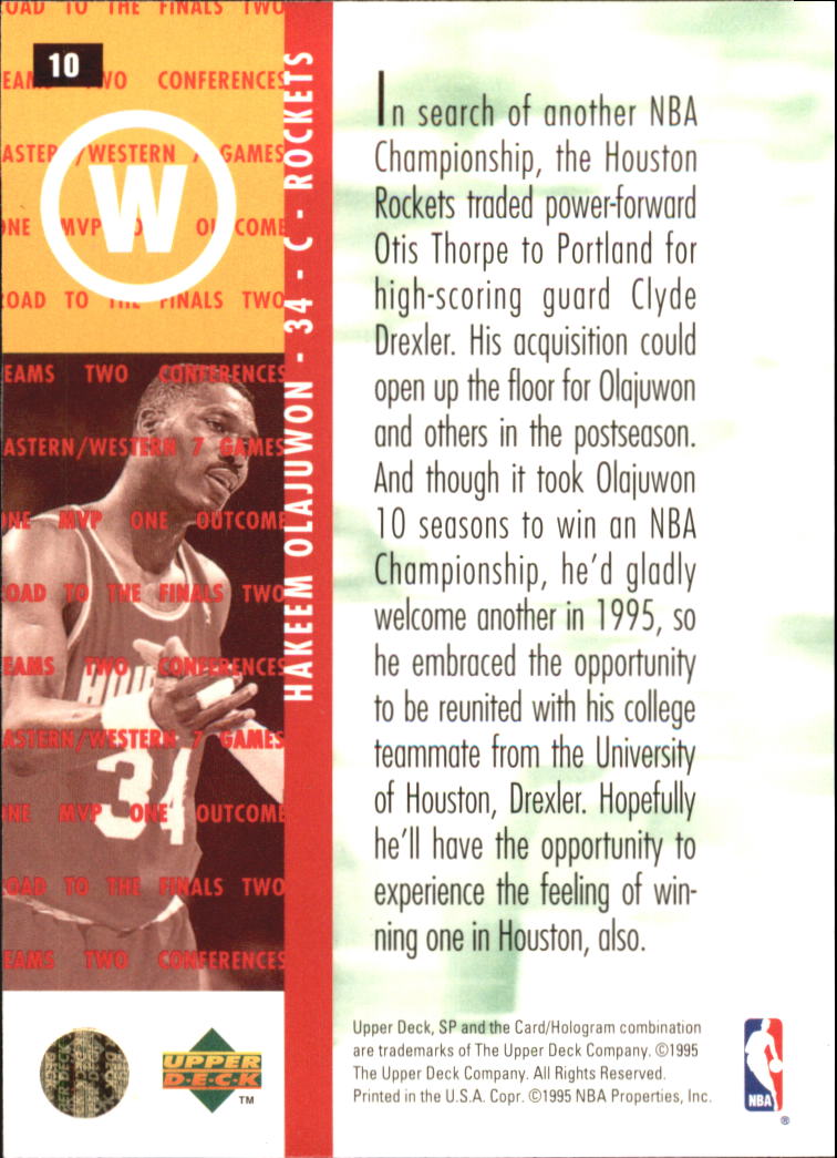 1994-95 SP Championship #10 Hakeem Olajuwon RF back image