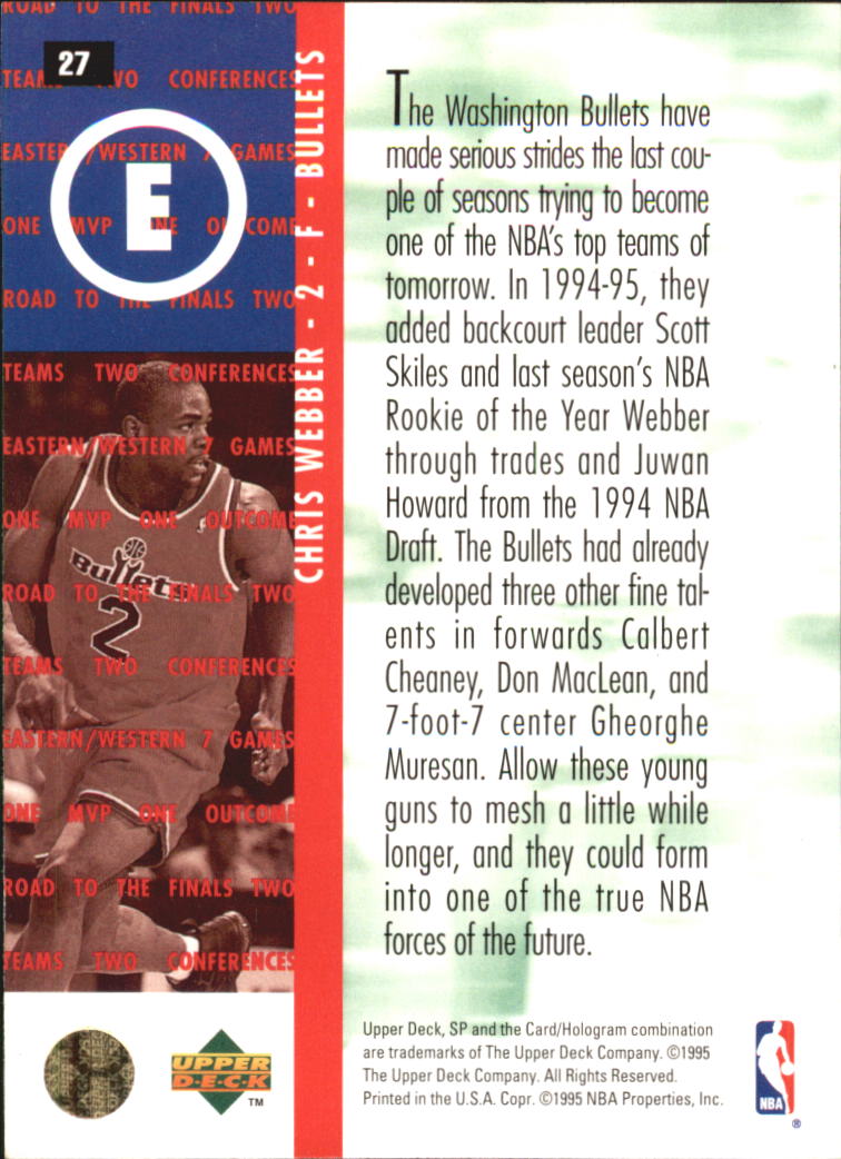 1994-95 SP Championship #27 Chris Webber RF back image
