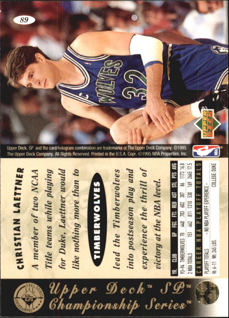 1994-95 SP Championship #89 Christian Laettner back image