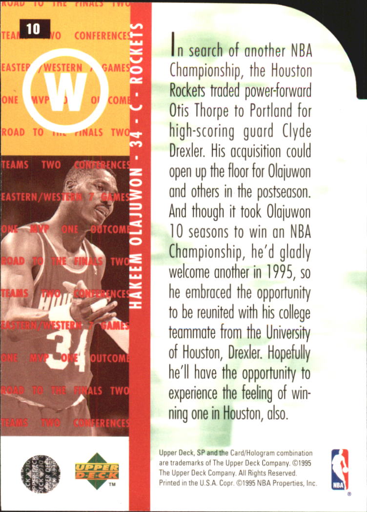 1994-95 SP Championship Die Cuts #10 Hakeem Olajuwon RF back image
