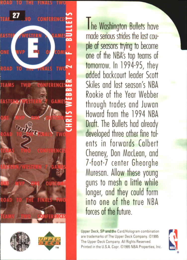 1994-95 SP Championship Die Cuts #27 Chris Webber RF back image