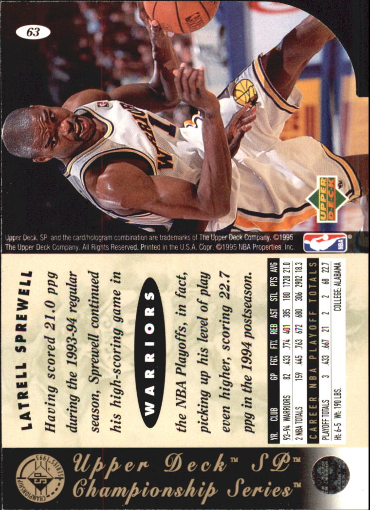 1994-95 SP Championship Die Cuts #63 Latrell Sprewell back image