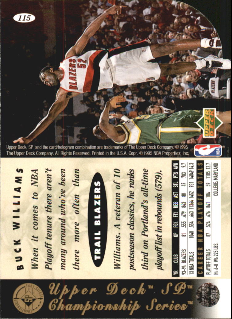 1994-95 SP Championship Die Cuts #115 Buck Williams back image
