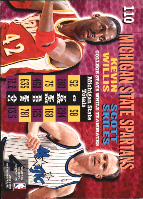 1994-95 Stadium Club First Day Issue #110 Scott Skiles CT/Kevin Willis CT back image