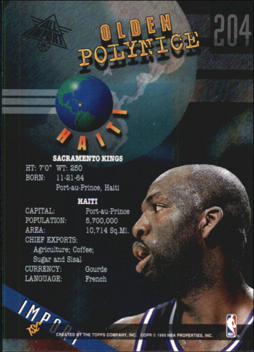 1994-95 Stadium Club First Day Issue #204 Olden Polynice AI back image