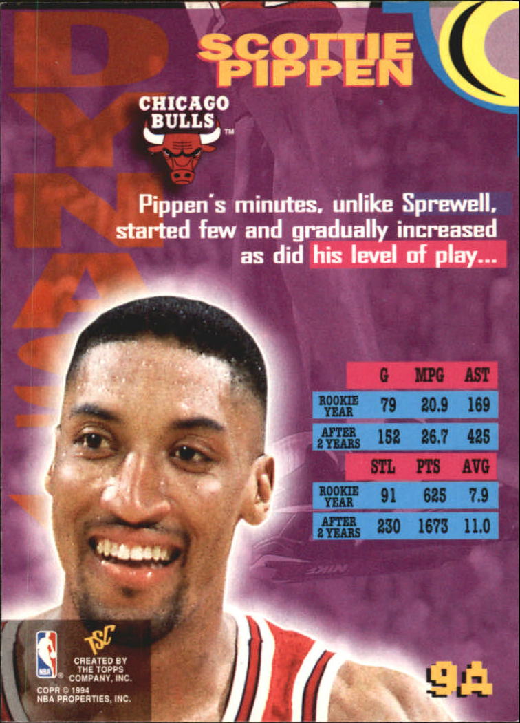 1994-95 Stadium Club Dynasty and Destiny #9A Scottie Pippen back image