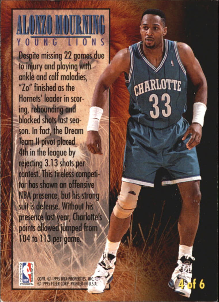 1994-95 Fleer Young Lions #4 Alonzo Mourning back image