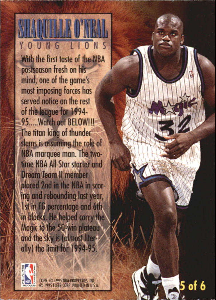 1994-95 Fleer Young Lions #5 Shaquille O'Neal back image