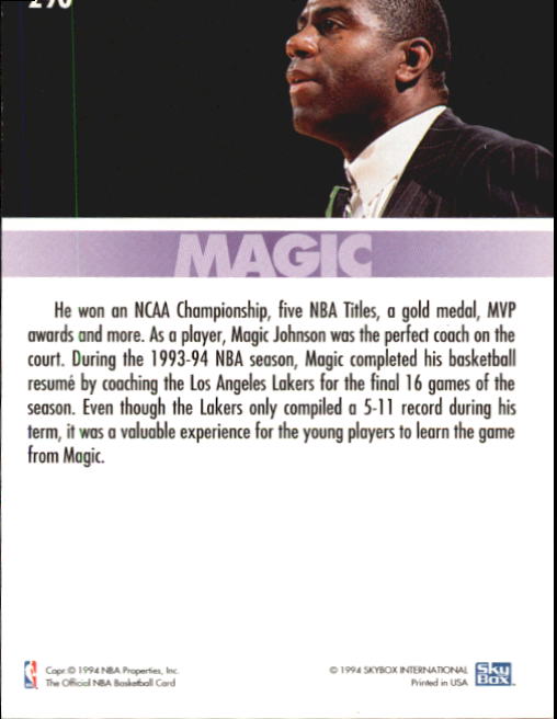 1994-95 Hoops #296 Magic Johnson COMM back image