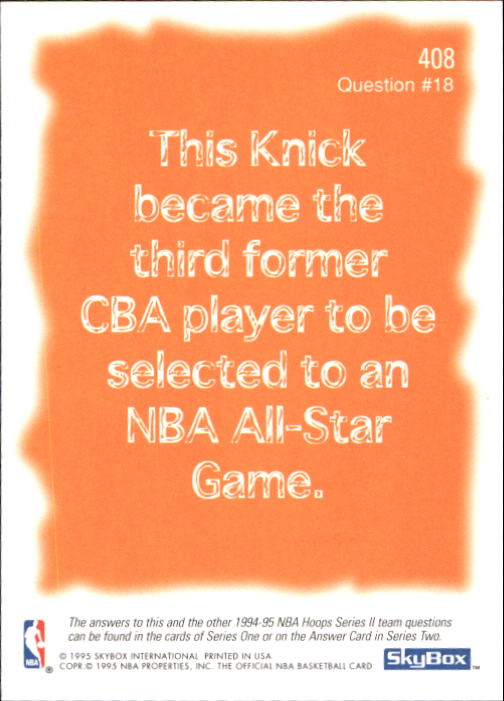 Sports Card Back