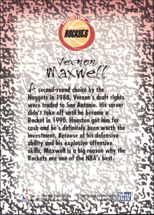 1994-95 Hoops #437 Vernon Maxwell GM back image