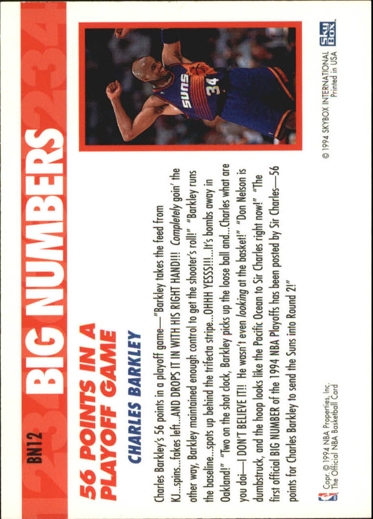 1994-95 Hoops Big Numbers #BN12 Charles Barkley back image