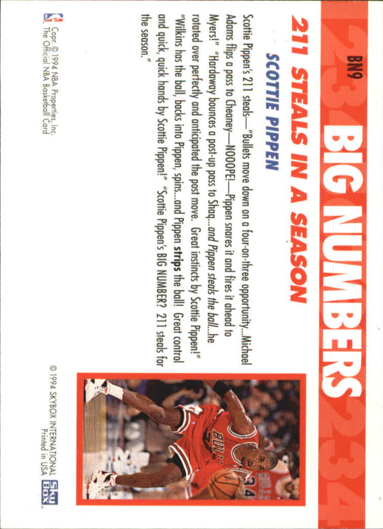 1994-95 Hoops Big Numbers Rainbow #9 Scottie Pippen back image