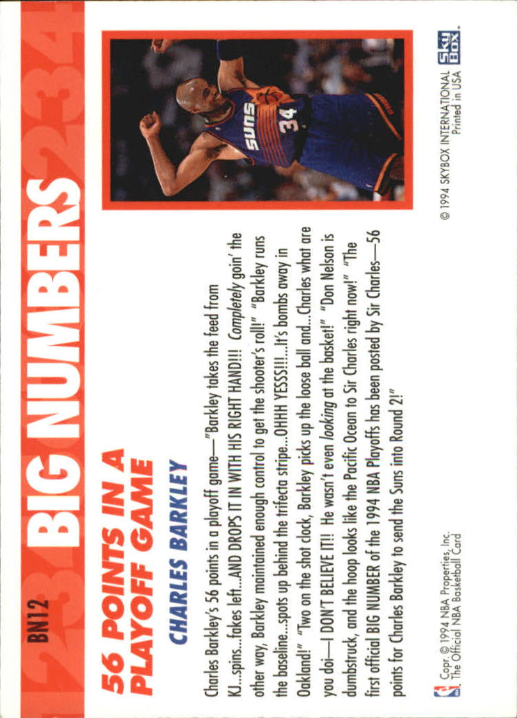 1994-95 Hoops Big Numbers Rainbow #12 Charles Barkley back image