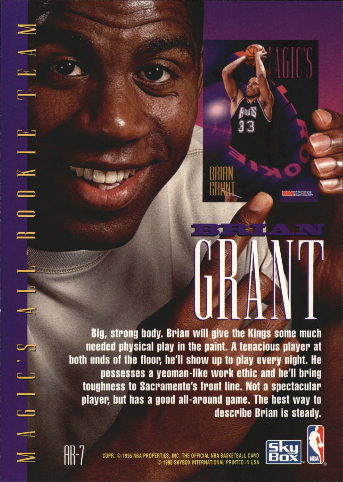 1994-95 Hoops Magic's All-Rookies Jumbos #AR7 Brian Grant back image