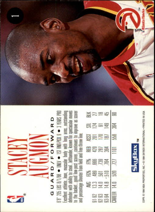 1994-95 SkyBox Premium #1 Stacey Augmon back image