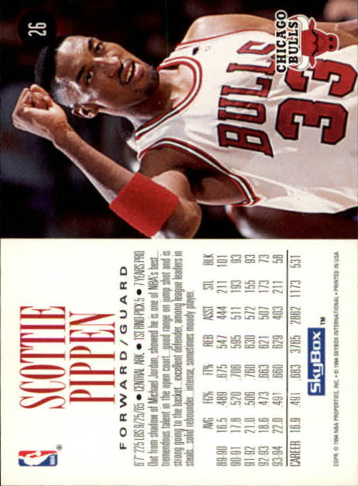 1994-95 SkyBox Premium #26 Scottie Pippen back image