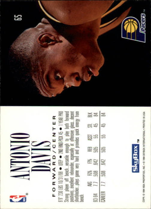 1994-95 SkyBox Premium #65 Antonio Davis back image