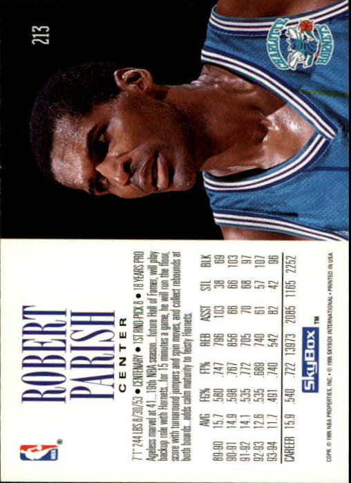 1994-95 SkyBox Premium #213 Robert Parish back image