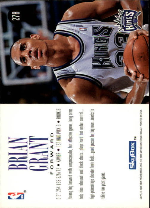1994-95 SkyBox Premium #278 Brian Grant RC back image