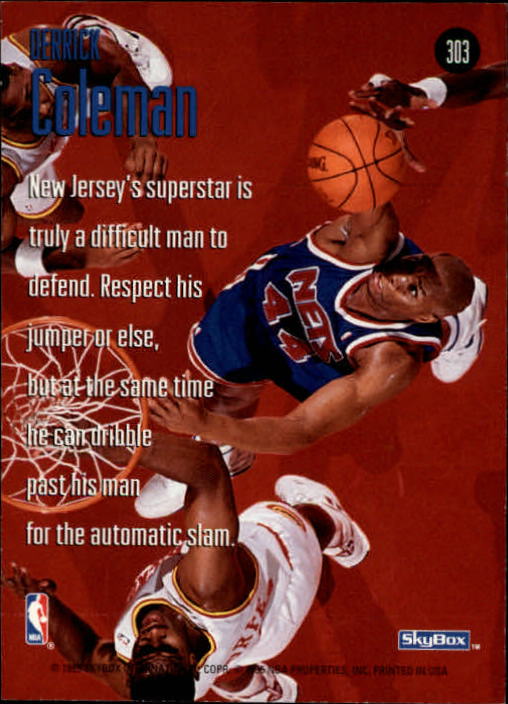 1994-95 SkyBox Premium #303 Derrick Coleman SSL back image