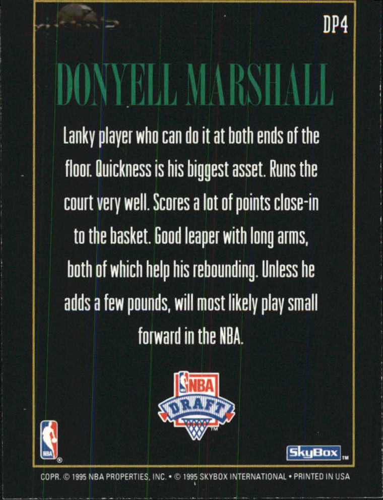 1994-95 SkyBox Premium Draft Picks #DP4 Donyell Marshall back image