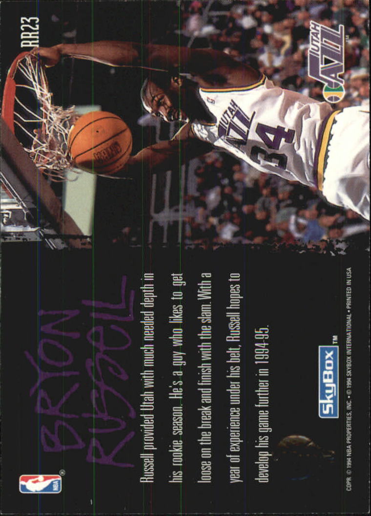 1994-95 SkyBox Premium Ragin' Rookies #RR23 Bryon Russell back image