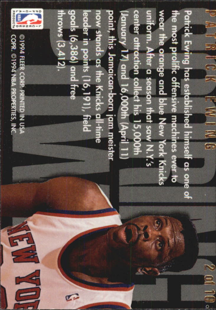 1994-95 Flair Scoring Power #2 Patrick Ewing back image
