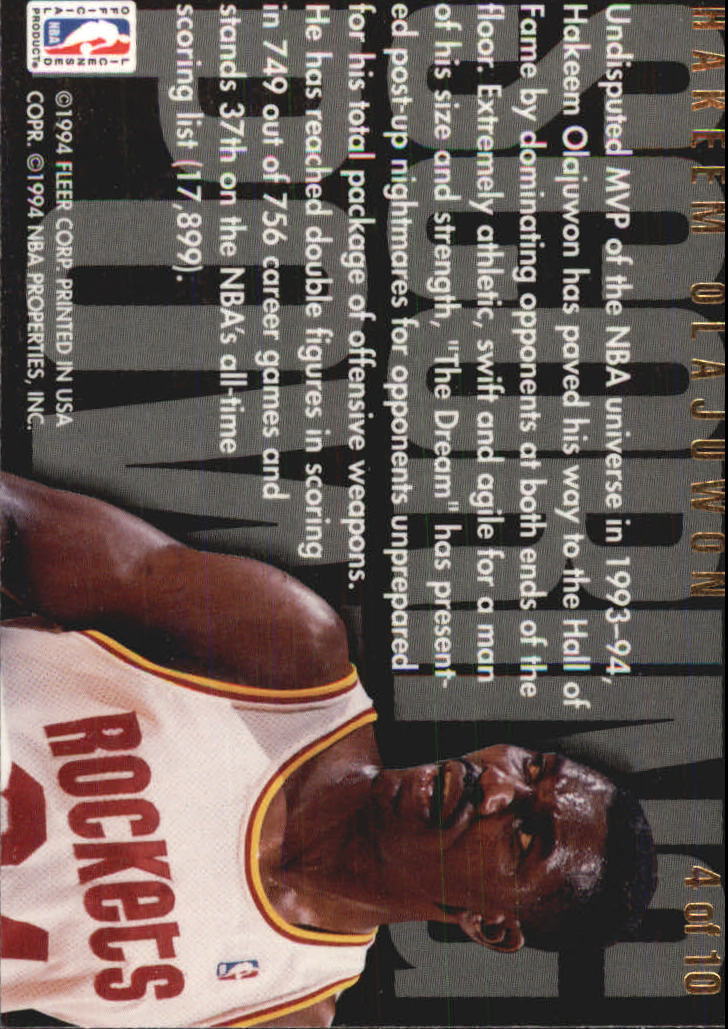 1994-95 Flair Scoring Power #4 Hakeem Olajuwon back image