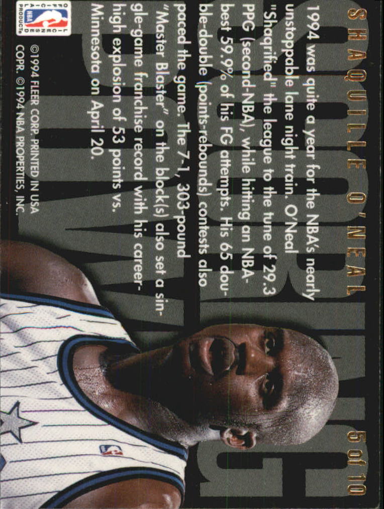 1994-95 Flair Scoring Power #5 Shaquille O'Neal back image