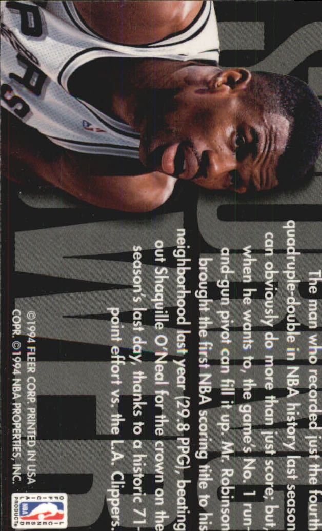 1994-95 Flair Scoring Power #8 David Robinson back image