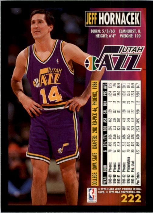 JEFF HORNACEK 1990's Basketball Cards 6 Lot 