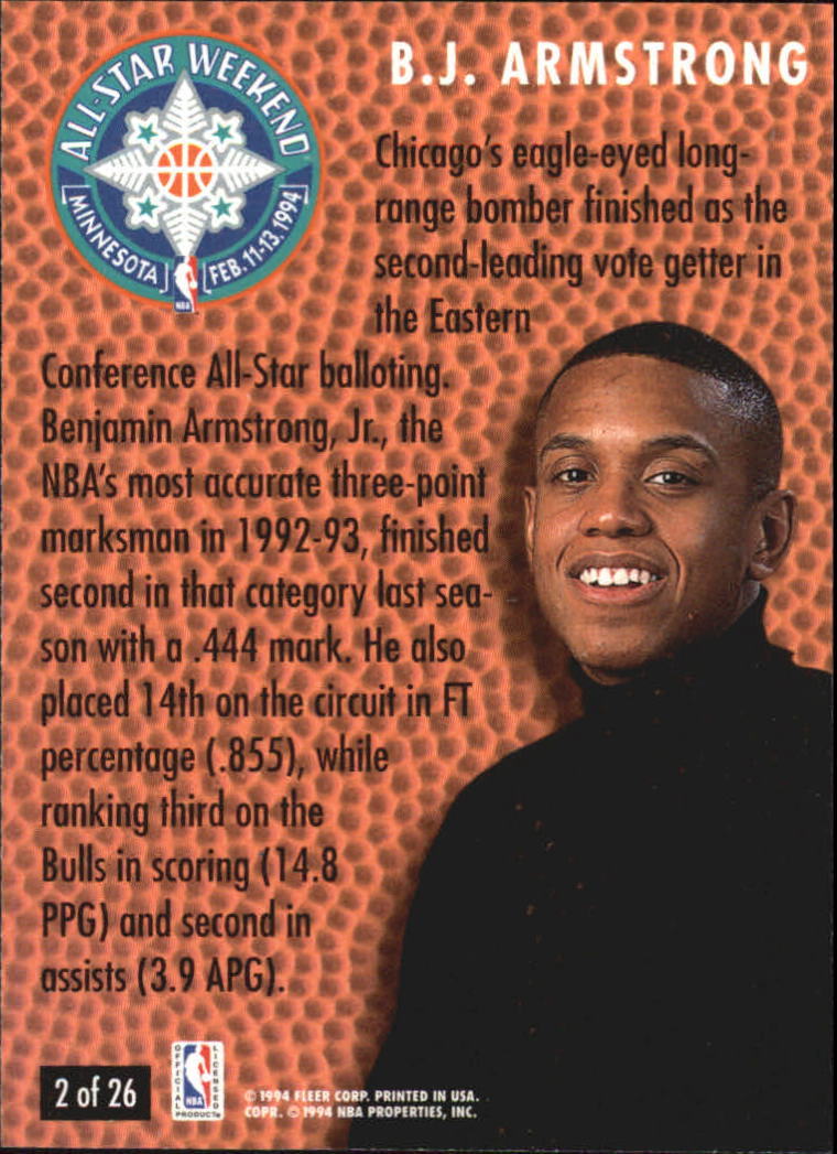 1994-95 Fleer All-Stars #2 B.J. Armstrong back image