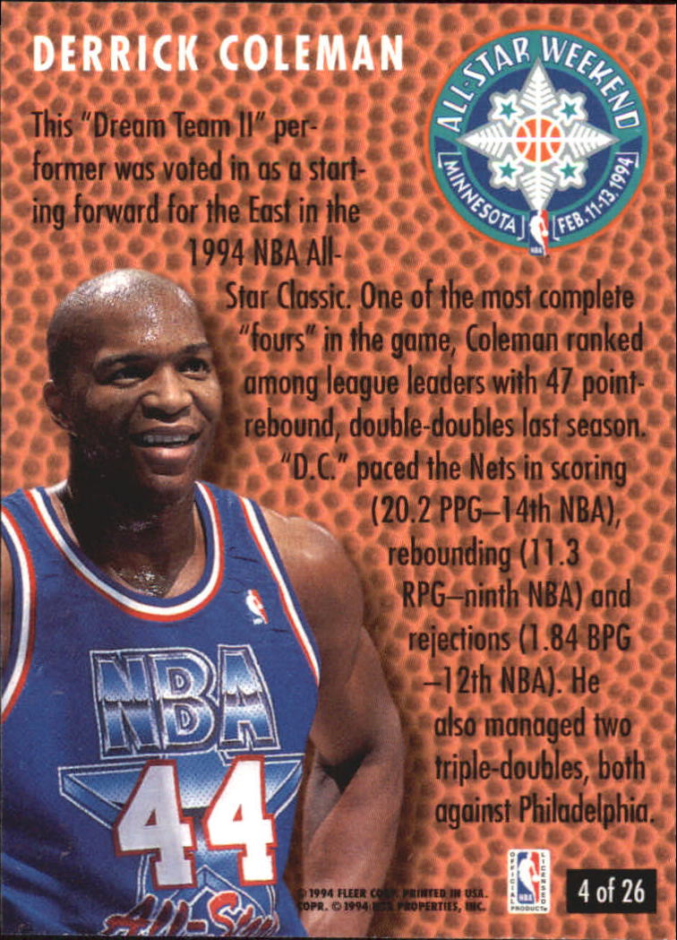 1994-95 Fleer All-Stars #4 Derrick Coleman back image
