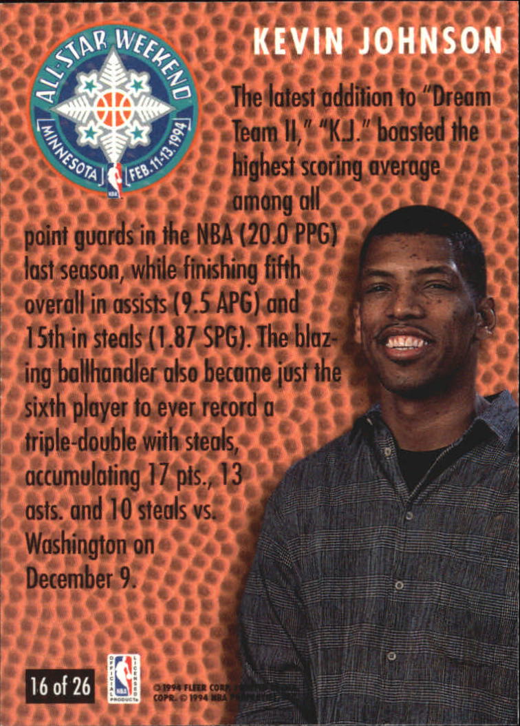 1994-95 Fleer All-Stars #16 Kevin Johnson back image