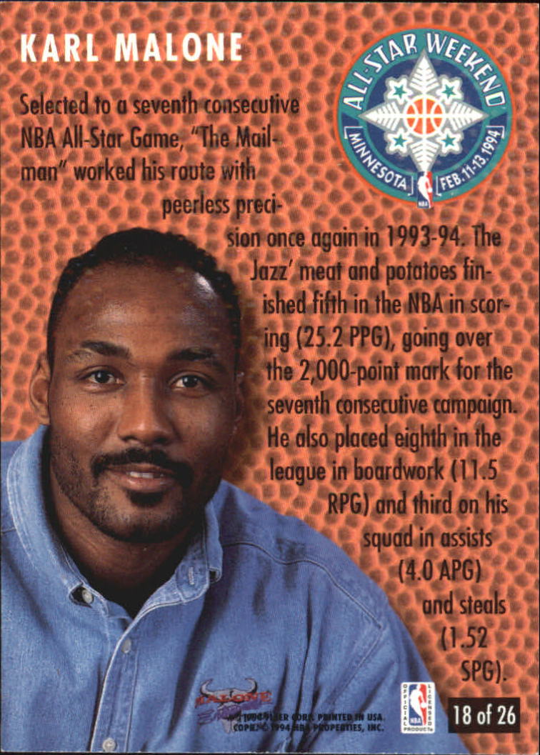 1994-95 Fleer All-Stars #18 Karl Malone back image