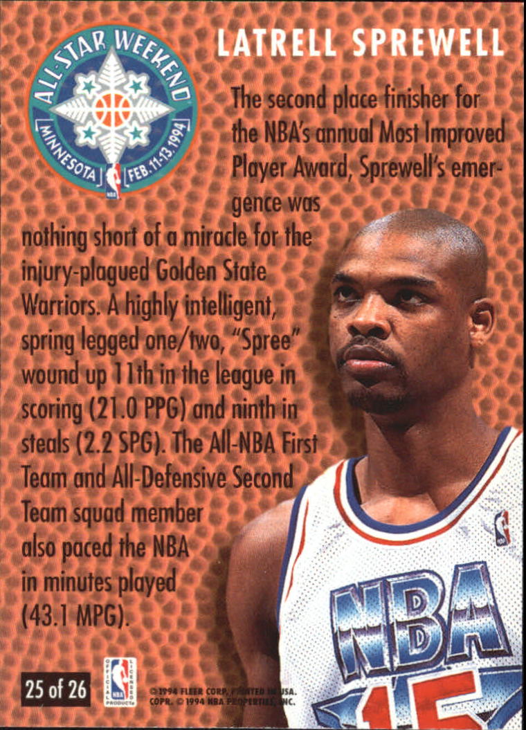 1994-95 Fleer Basketball All-Star Weekend Insert Singles - You Choose