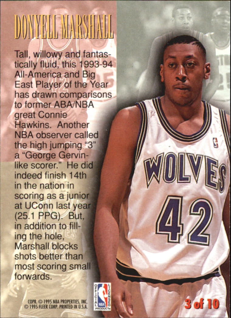1994-95 Fleer First Year Phenoms #3 Donyell Marshall back image