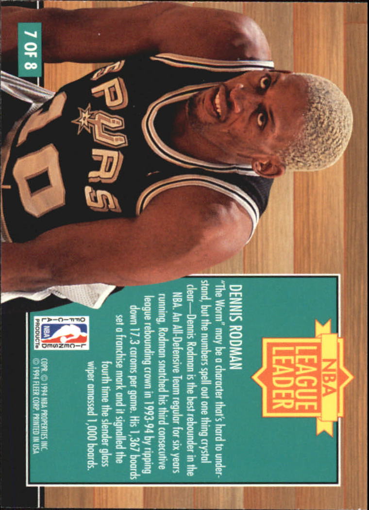 1994-95 Fleer League Leaders #7 Dennis Rodman back image