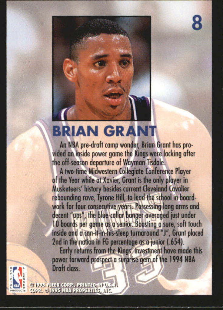 1994-95 Fleer Lottery Exchange #8 Brian Grant back image
