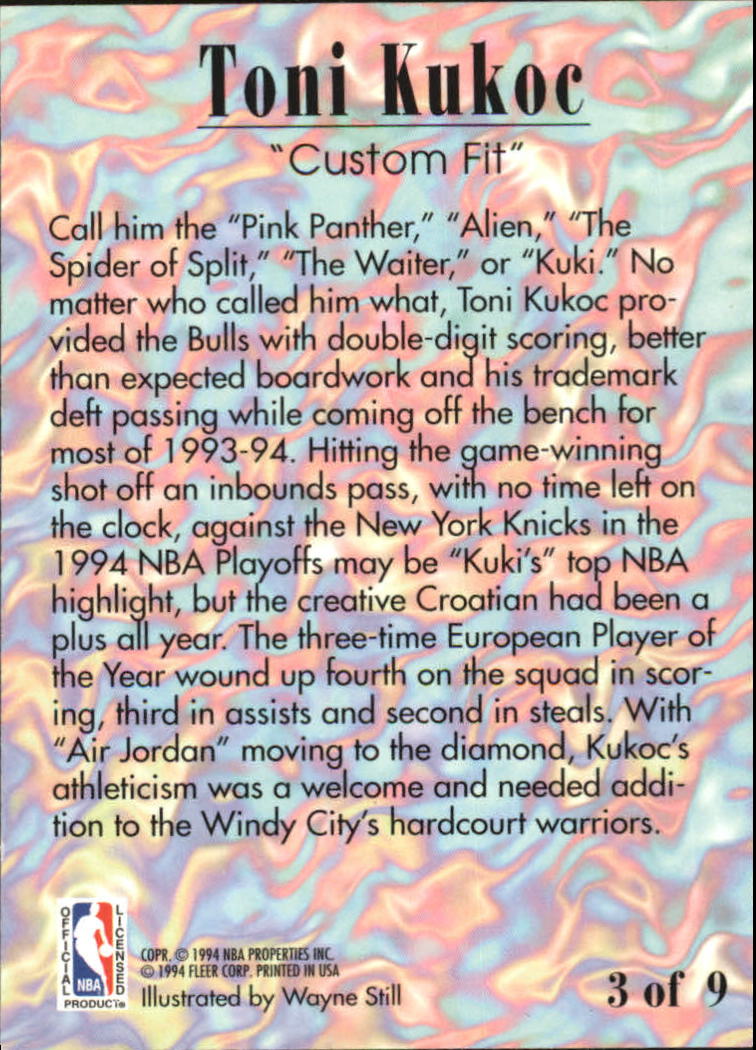 1994-95 Fleer Pro-Visions #3 Toni Kukoc back image