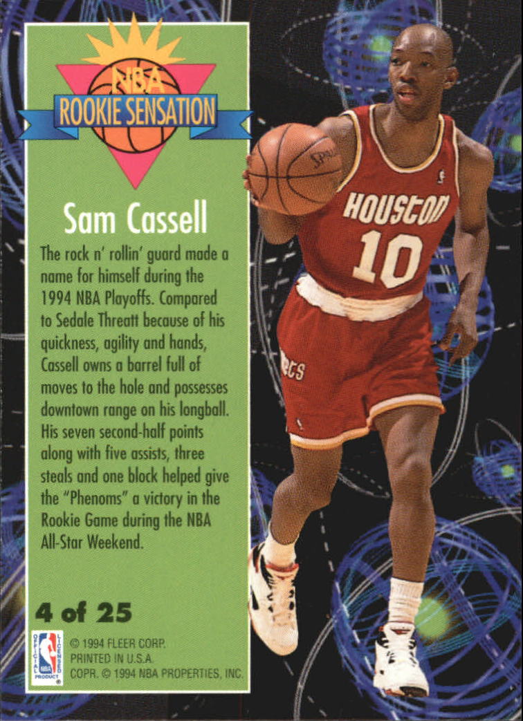 1994-95 Fleer Rookie Sensations #4 Sam Cassell back image