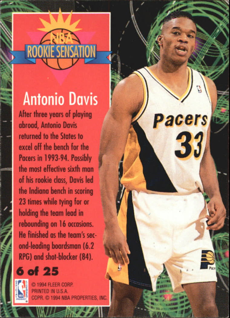 1994-95 Fleer Rookie Sensations #6 Antonio Davis back image