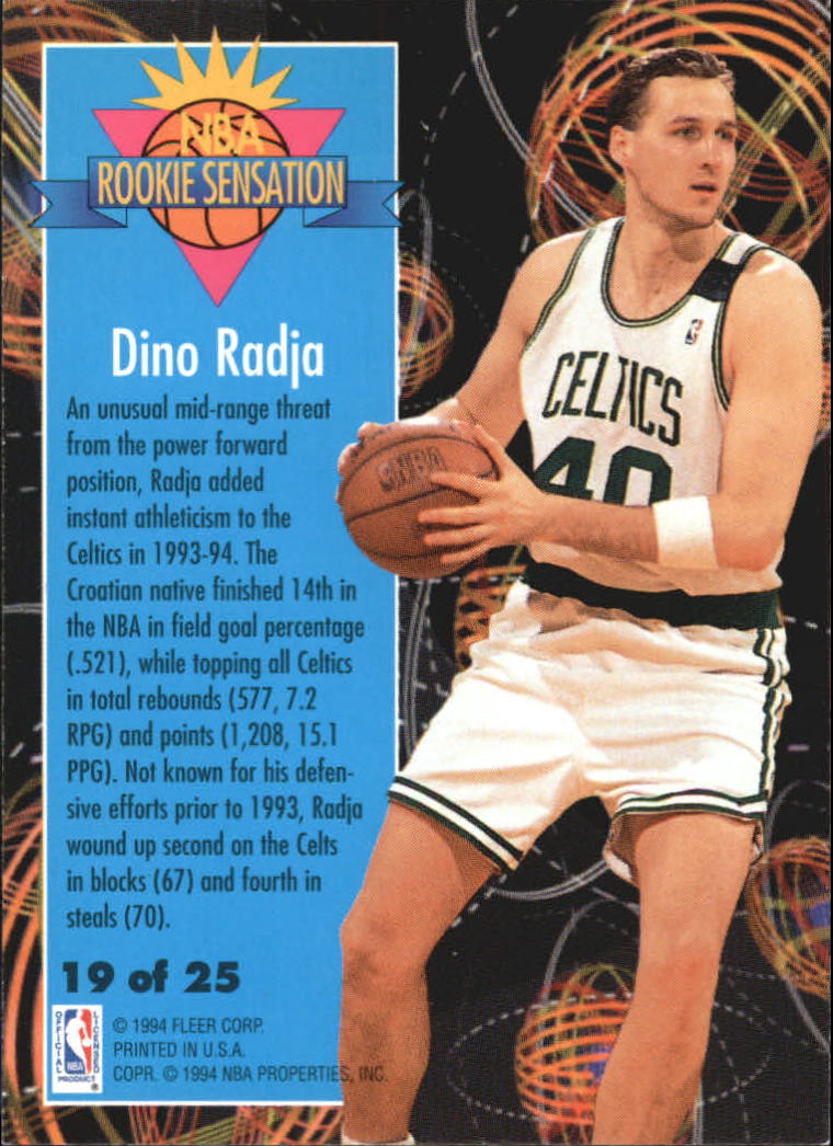 1994-95 Fleer Rookie Sensations #19 Dino Radja back image