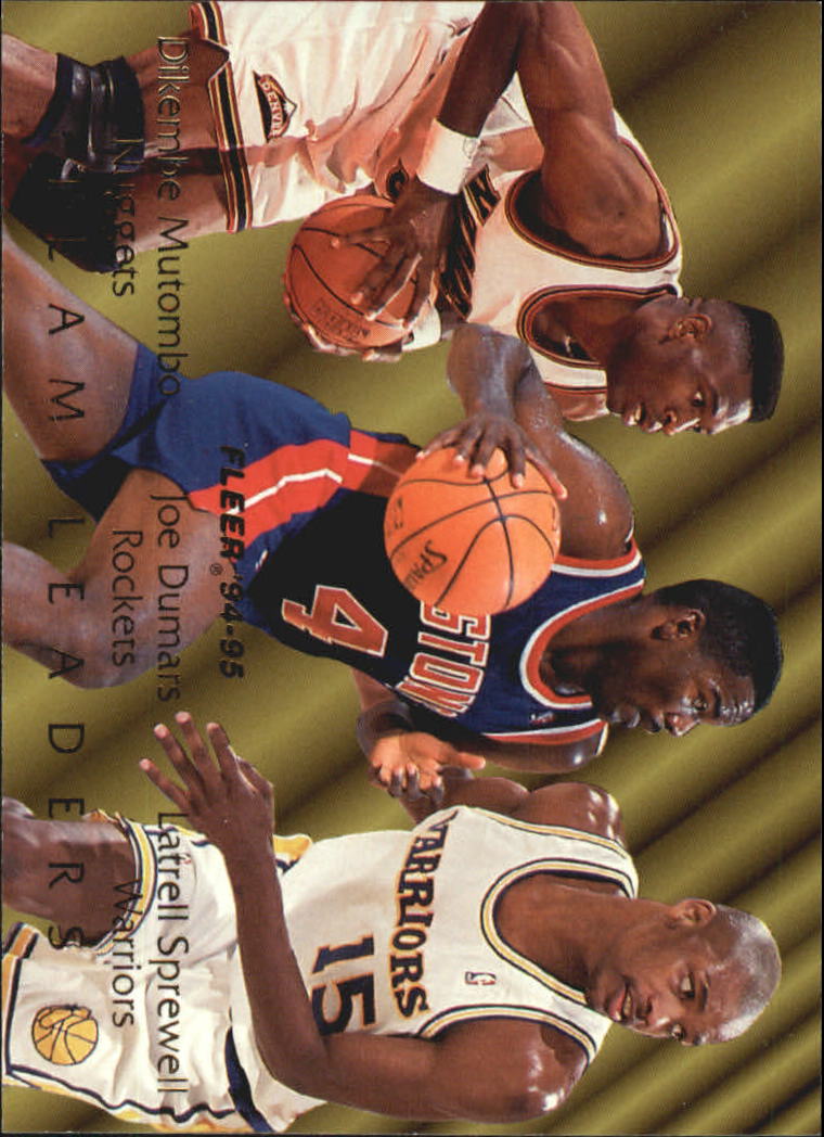 1994-95 Fleer Team Leaders #3 Dikembe Mutombo ERR/Joe Dumars/Latrell Sprewell/Card has Dumars with Rockets