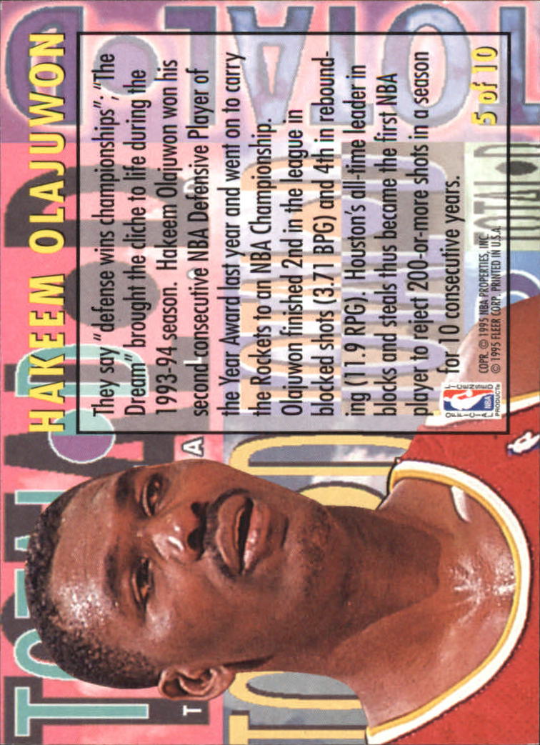 1994-95 Fleer Total D #5 Hakeem Olajuwon back image