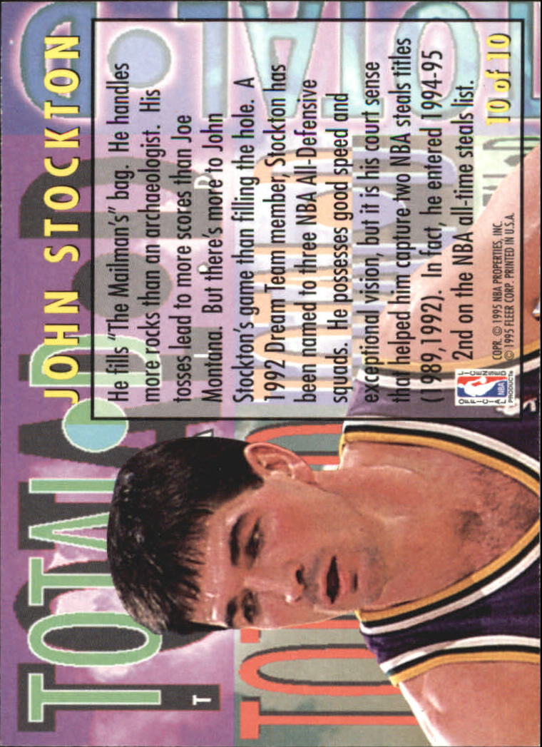 1994-95 Fleer Total D #10 John Stockton back image
