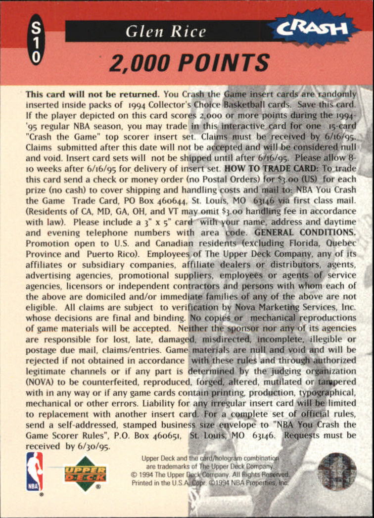 Sports Card Back