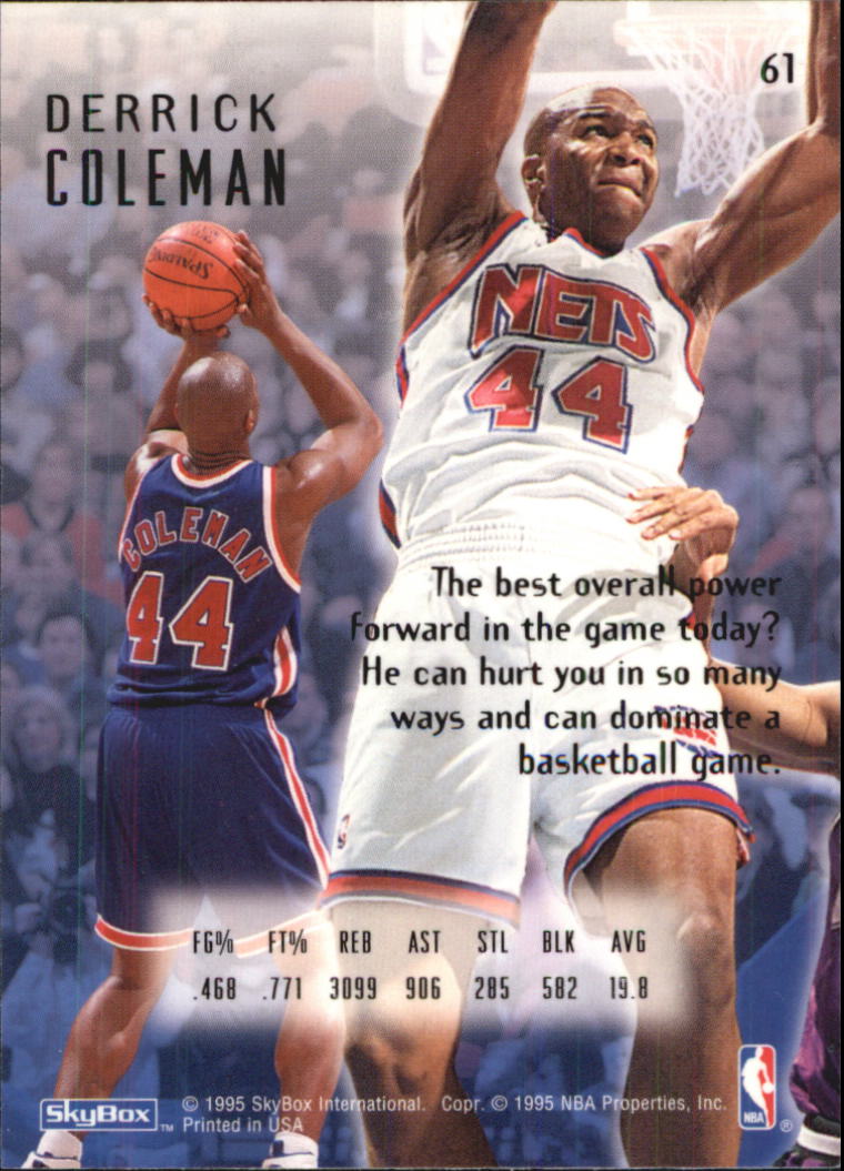 1994-95 Emotion #61 Derrick Coleman back image